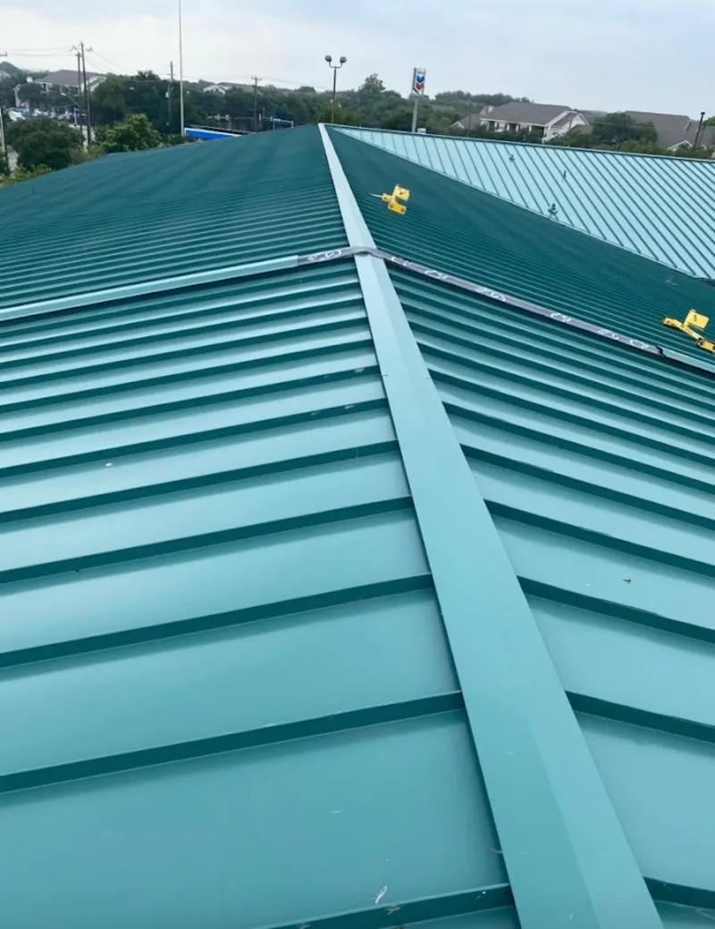 Green commercial metal roof ridge and valley for Metal Roof Repair in Wooster